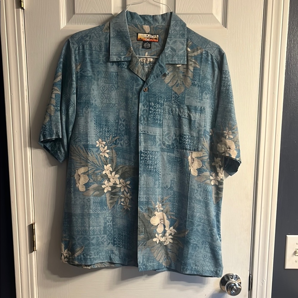 Blue and Cream Casual Button Down Shirt
